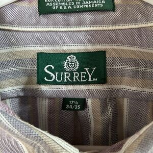 Surrey Men's Casual Striped Button-Down Shirt - Gray and White